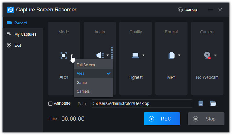 select recording mode