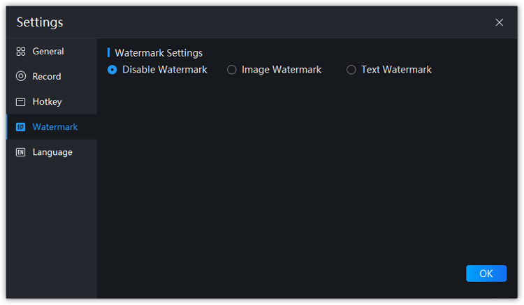 Watermark settings