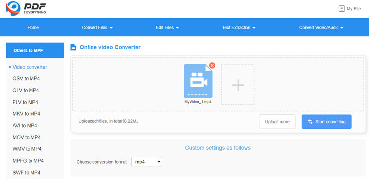 add a video to video converter in PDF2everything