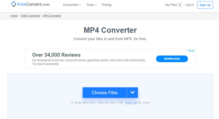 Add video to FreeConvert.com