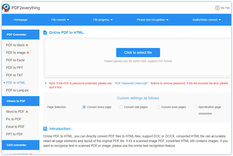 PDF to HTML Converter | Convert PDF to HTML for free