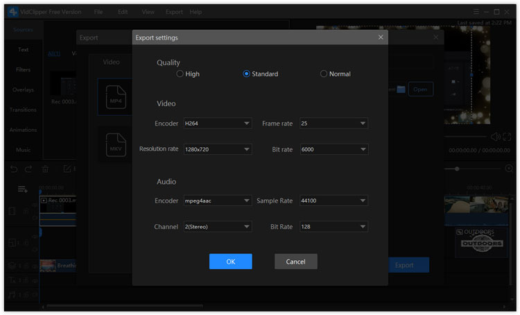 Video parameter settings