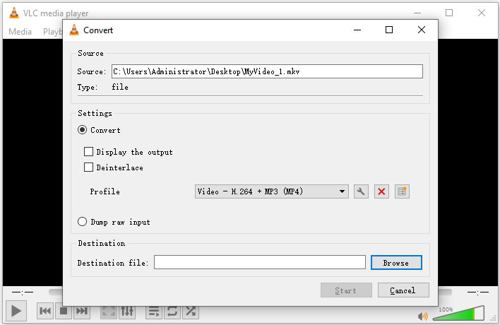 convert MKV to MP4 in VLC