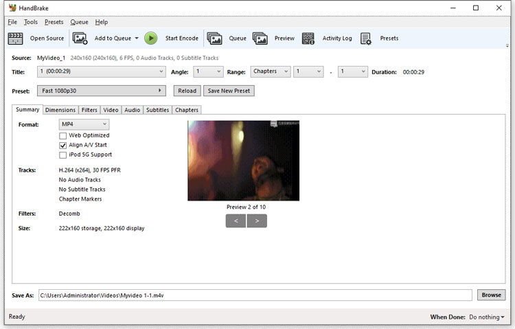 import a video in HandBrake